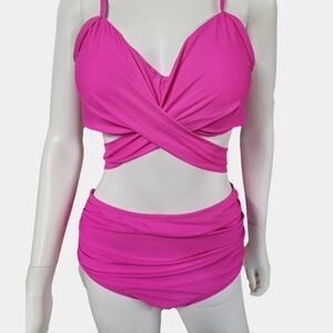 Source Unknown Tummy Control Cross Strap Bikini Size L